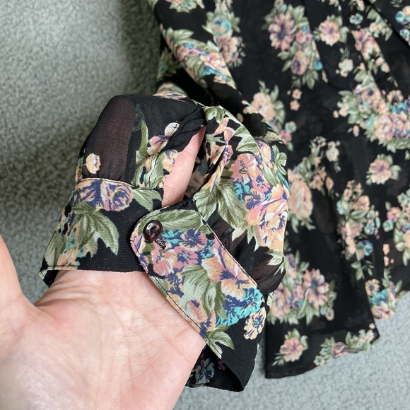 Truth NYC Blouse Womens 3X  Black Floral Peplum Long Sleeve Sheer Lace Romantic - Picture 9 of 15